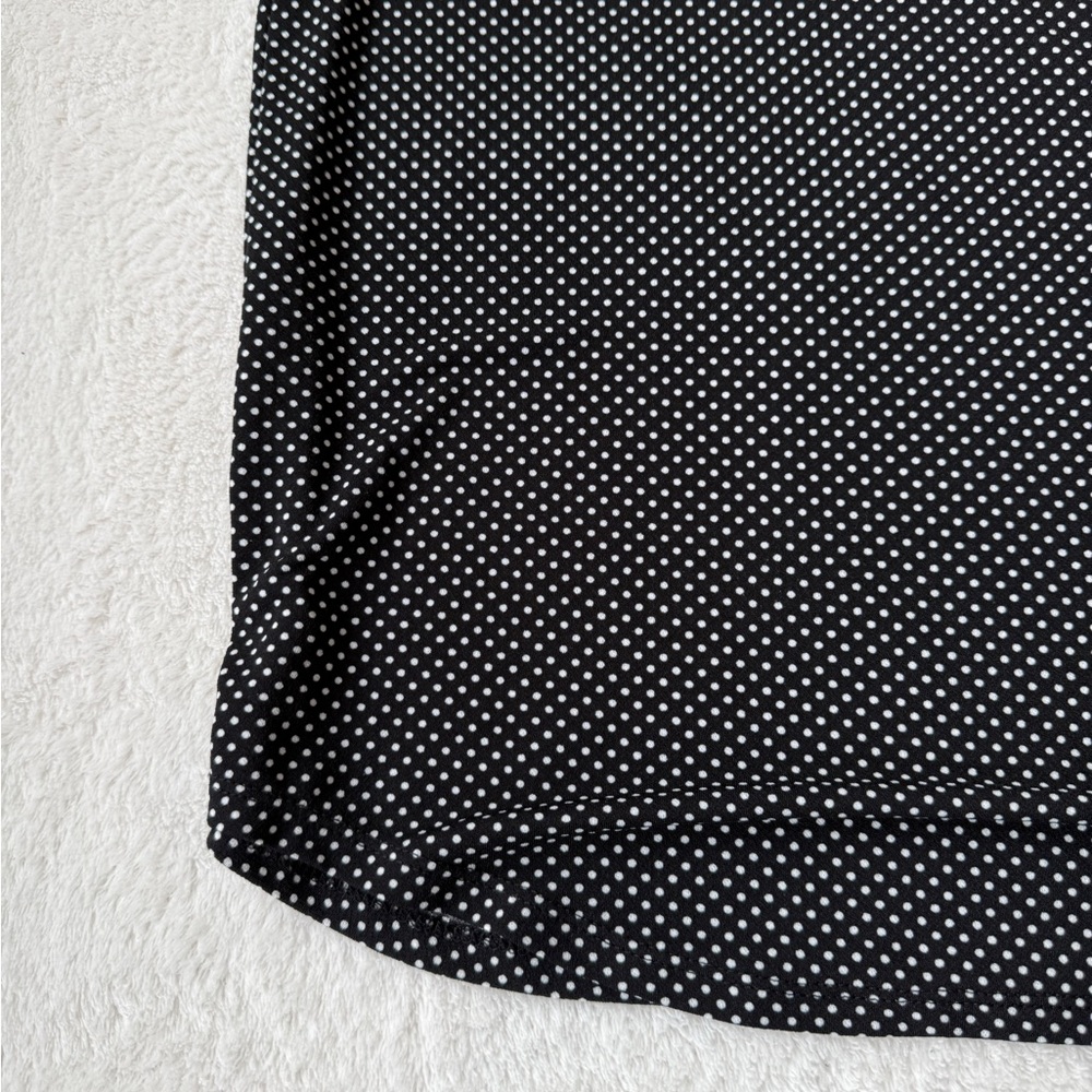 Adrianna Papell Polka Dot Blouse Size M Black Puff Sleeve Chic Top - Picture 5 of 15